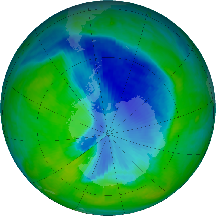 Antarctic ozone map for 08 December 1998